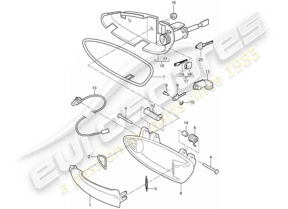 Porsche 997 Gen. 2 (2011) poignée de porte Diagramme de pièce