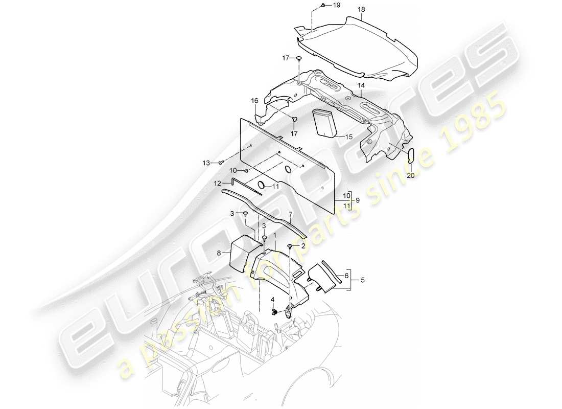 Porsche 997 Gen. 2 (2011) garnitures Schéma des pièces
