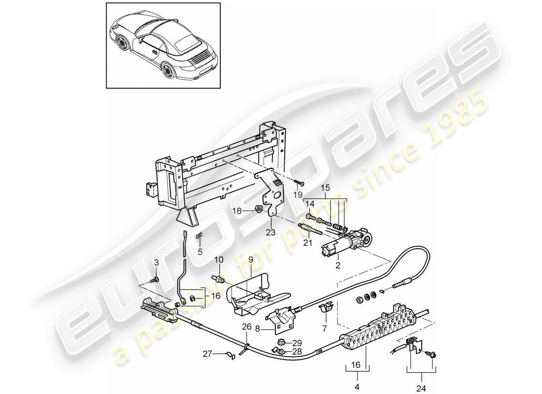 Porsche 997 Gen. 2 (2011) Mécanisme d'entraînement Diagramme de pièce