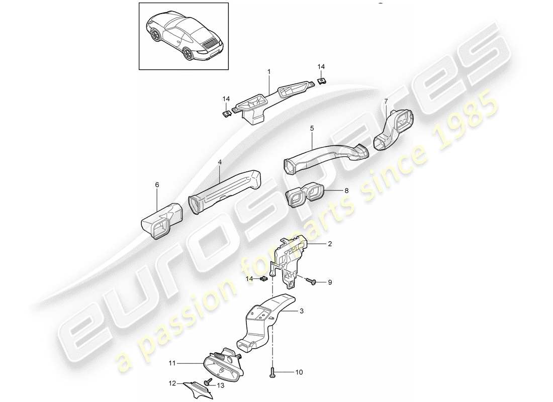 Porsche 997 Gen. 2 (2011) DISTRIBUTEUR D'AIR Diagramme de pièce