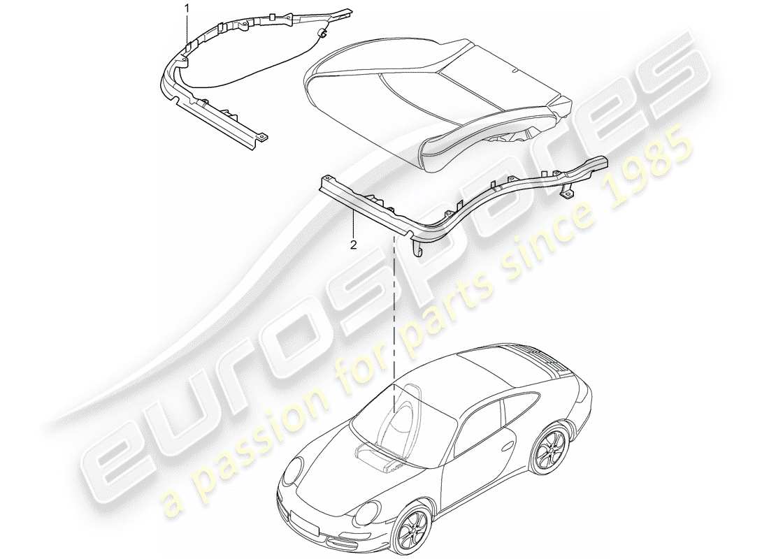 Porsche 997 Gen. 2 (2011) support de coussin Diagramme de pièce