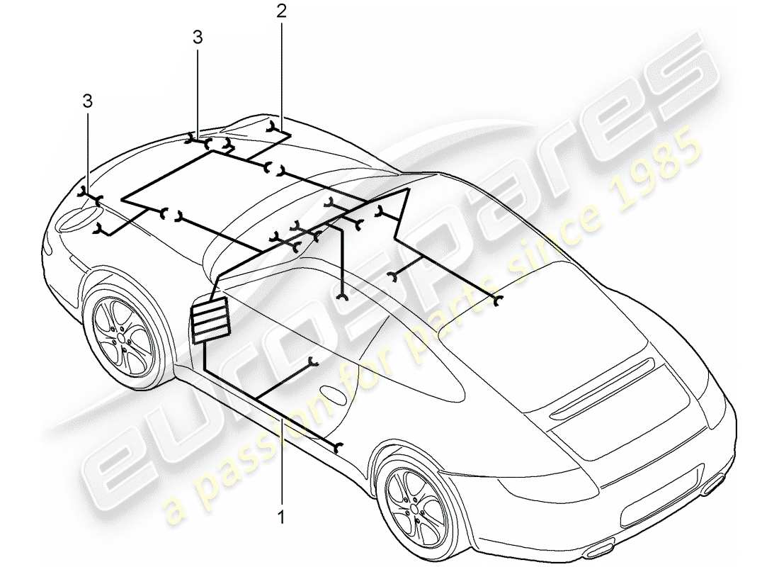 Porsche 997 Gen. 2 (2011) faisceaux de câbles Diagramme de pièce