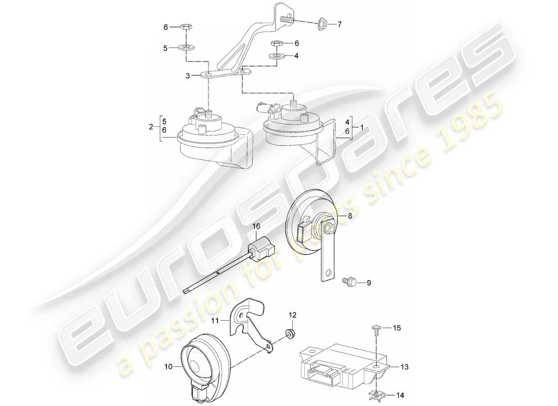 Porsche 997 Gen. 2 (2011) klaxon de fanfare Diagramme de pièce