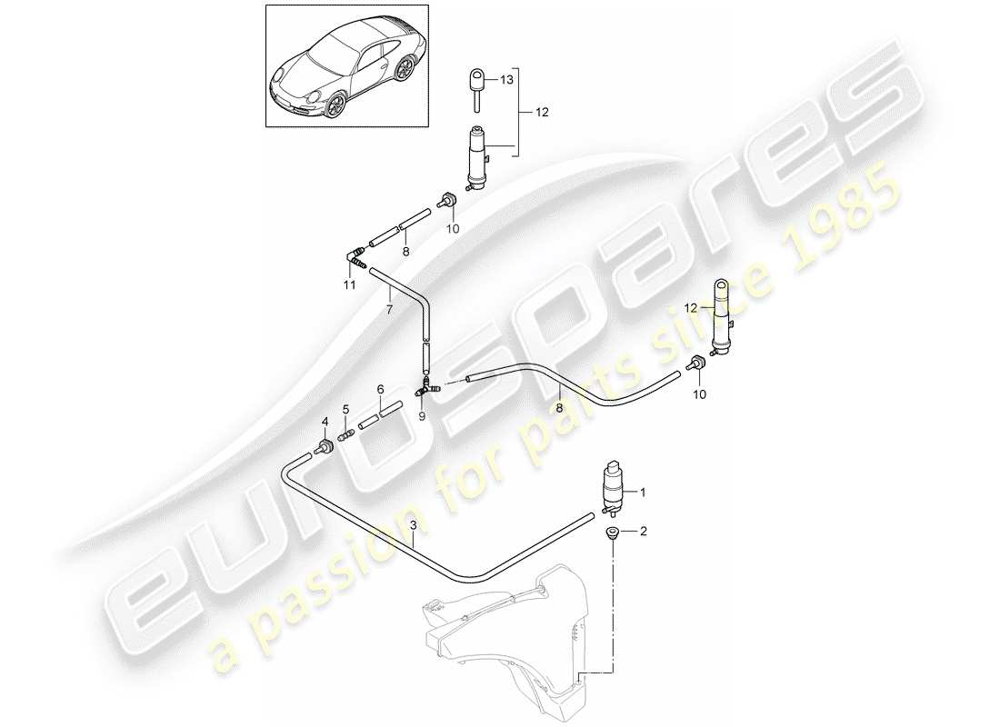 Porsche 997 Gen. 2 (2011) SYSTÈME DE LAVE- Rondelle Diagramme de pièce