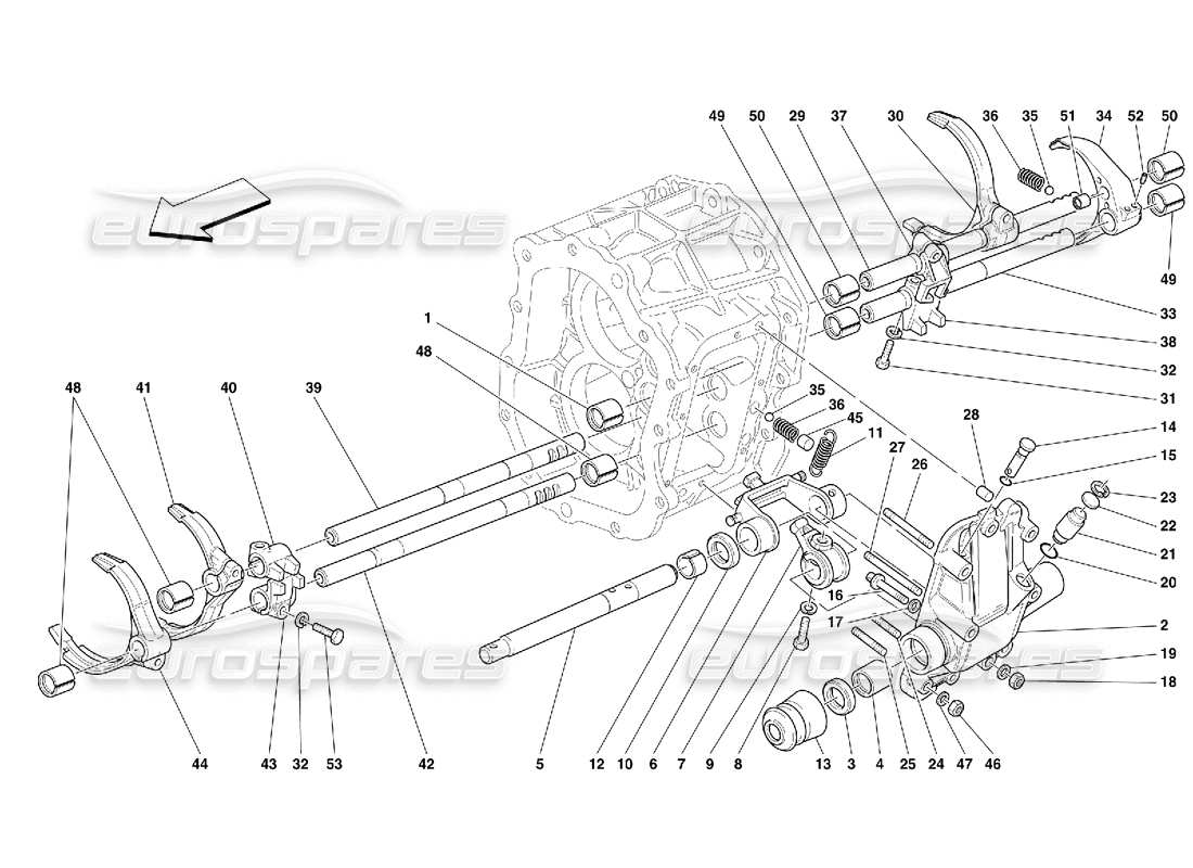 Ferrari 456 GT/GTA Commandes intérieures de la boîte de vitesses – Pas pour 456 GTA Schéma des pièces