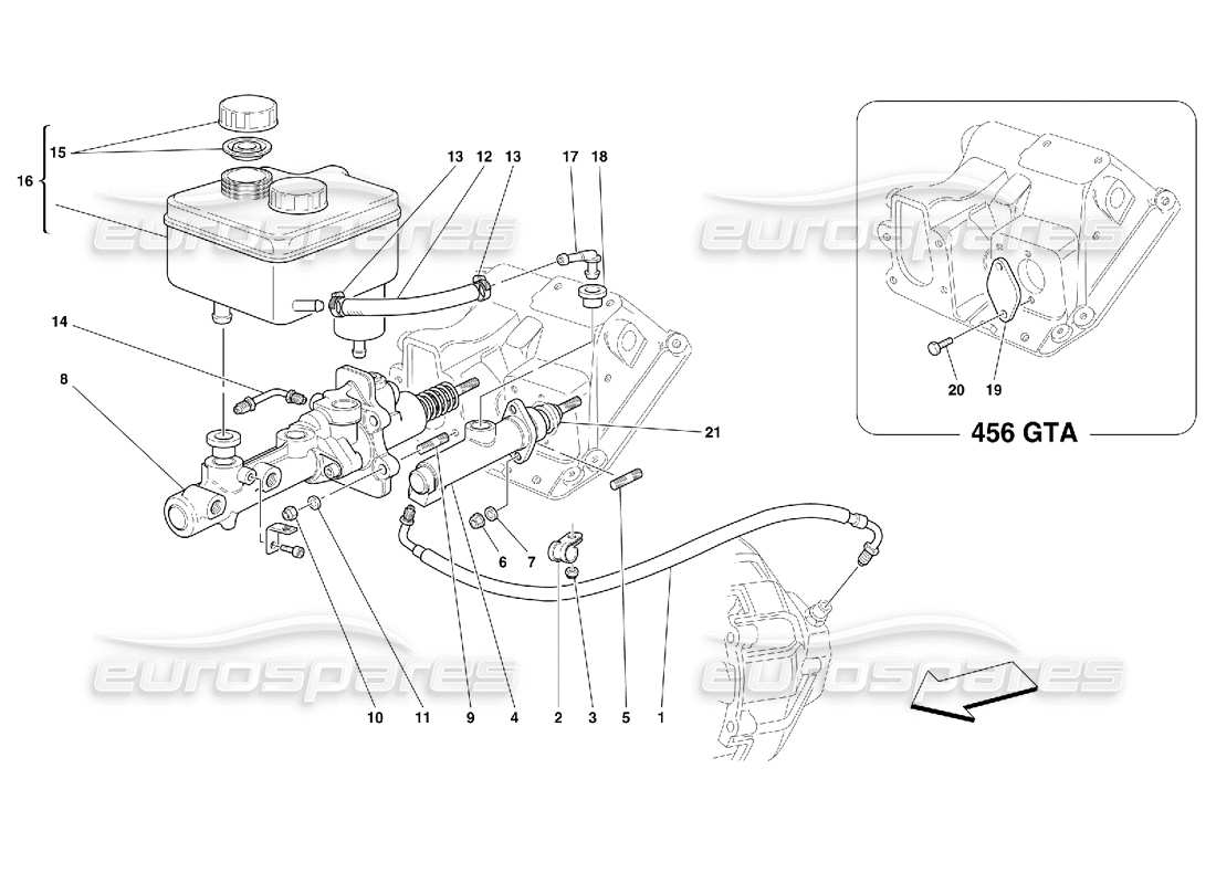 Ferrari 456 GT/GTA Système hydraulique de frein et d'embrayage -Valable pour GD Schéma des pièces