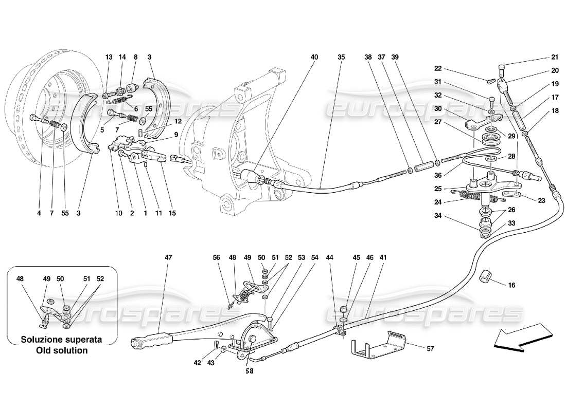 Ferrari 456 GT/GTA Commande de frein à main - Valide pour 456 GT Schéma des pièces