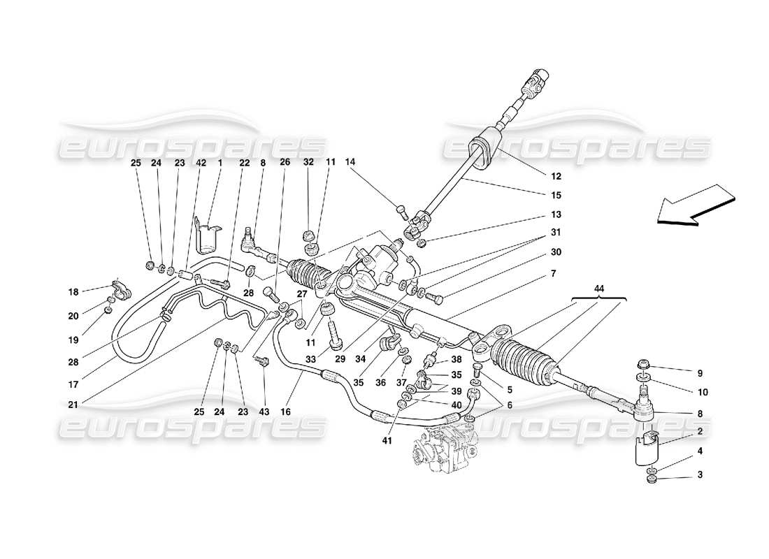 Ferrari 456 GT/GTA Boîte de direction hydraulique et Serpentine -Valable pour GD Schéma des pièces