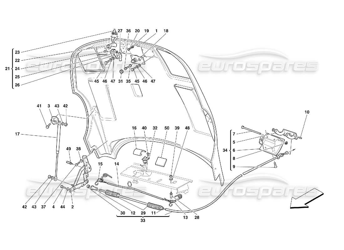 Ferrari 456 GT/GTA Capot moteur Schéma des pièces