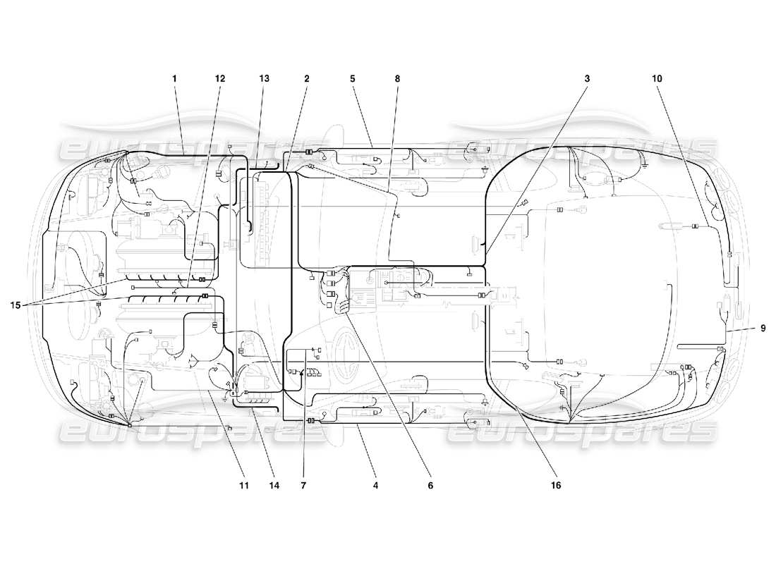 Ferrari 456 GT/GTA Système électrique – Pas pour 456 GTA Schéma des pièces