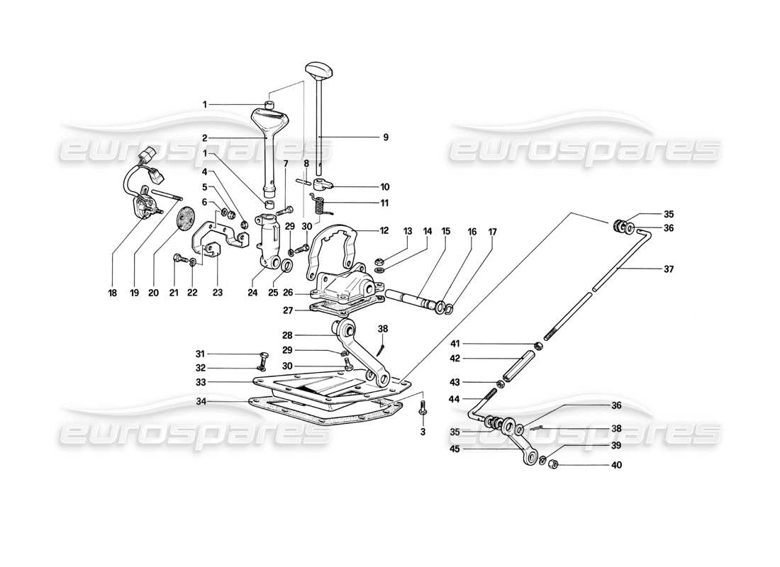 Ferrari 412 Commandes extérieures (mécaniques) de la boîte de vitesses - 412 A. Schéma des pièces