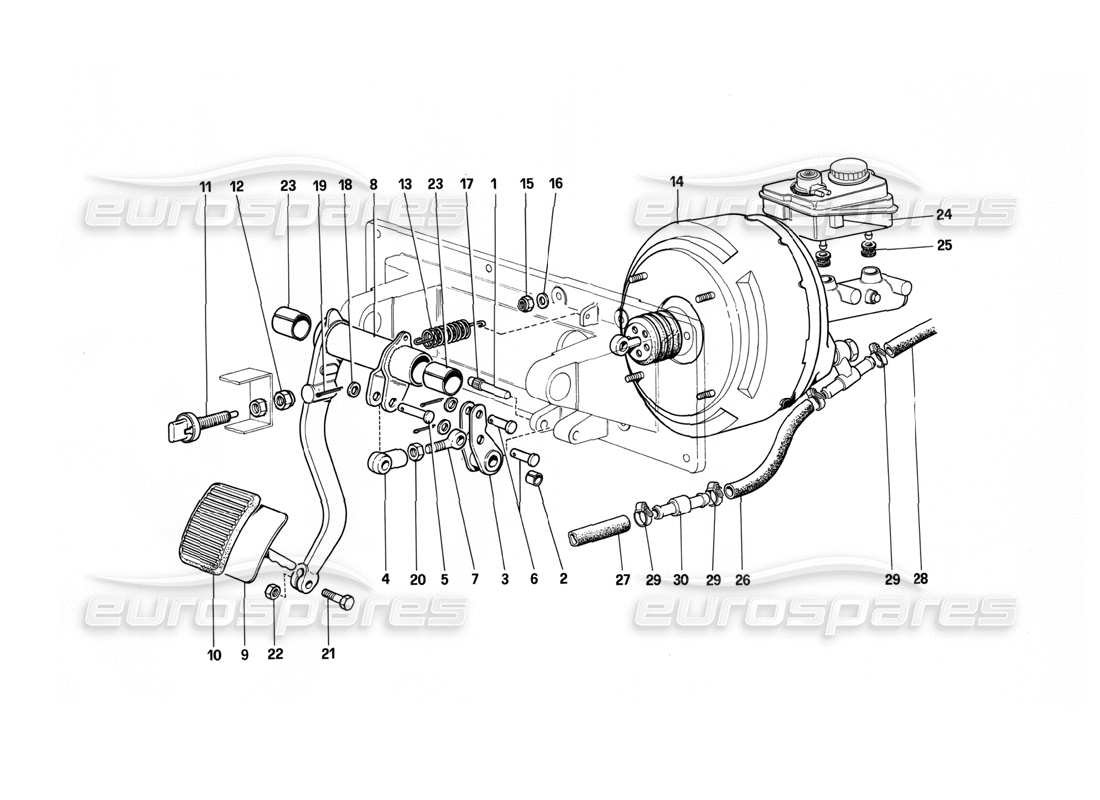 Ferrari 412 (mécanique) Commande hydraulique des freins - 412 M. RHD Schéma des pièces