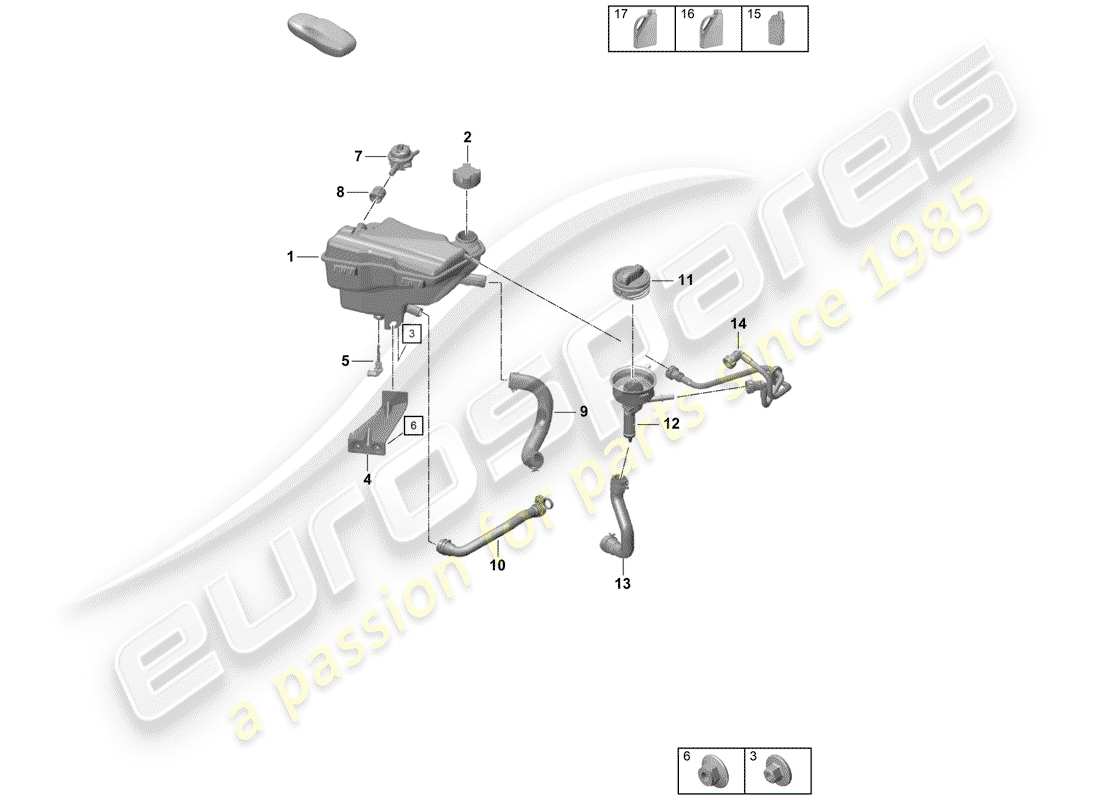 Porsche Boxster Spyder (2019) VASE D'EXPANSION DE LIQUIDE DE REFROIDISSEMENT Schéma des pièces