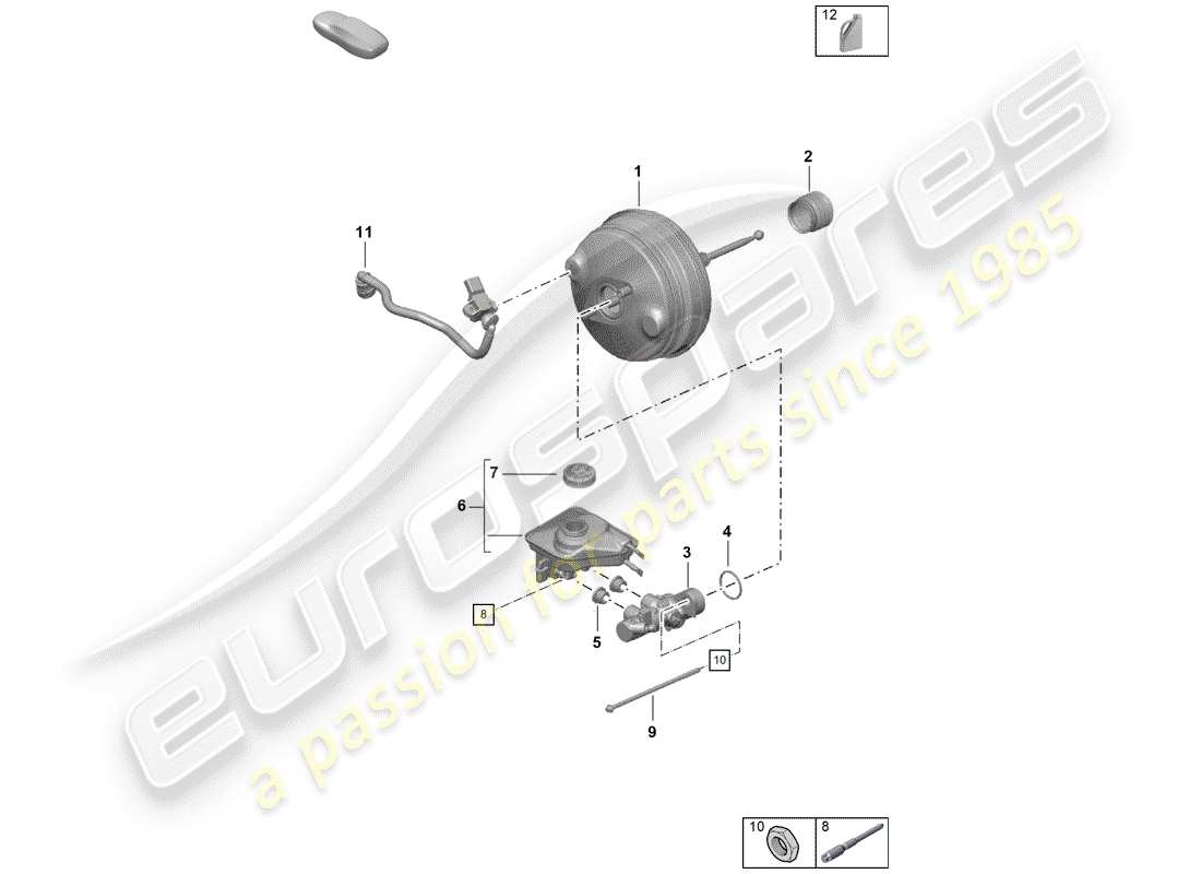 Porsche Boxster Spyder (2019) maître cylindre de frein Schéma des pièces