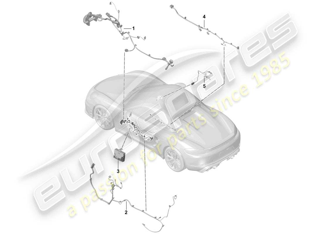 Porsche Boxster Spyder (2019) faisceaux de câbles Schéma des pièces