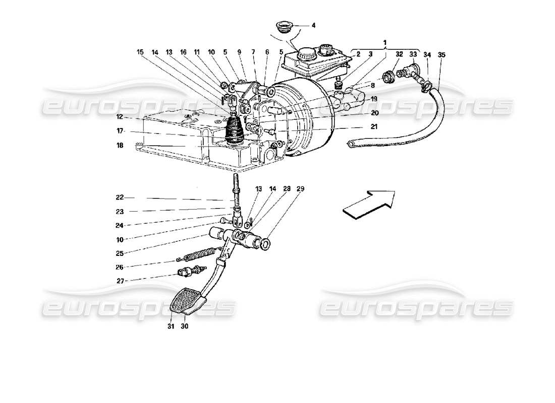 Ferrari 512 TR Système hydraulique de freinage - Valable pour GD - Schéma des pièces