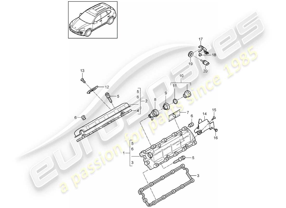 Porsche Cayenne E2 (2015) couvercle de soupape Diagramme de pièce