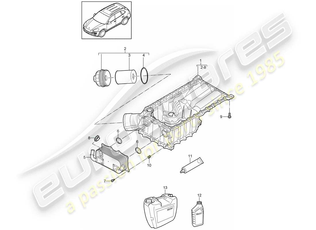 Porsche Cayenne E2 (2015) boîtier conducteur d'huile Diagramme de pièce