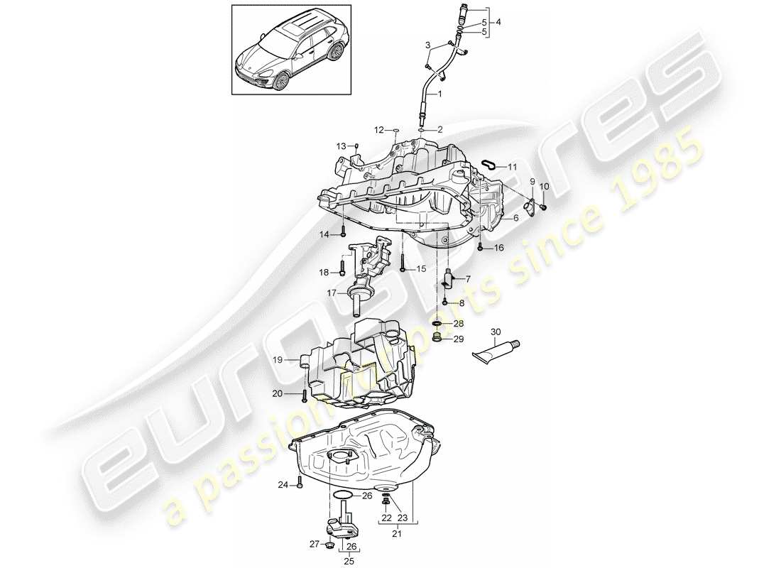 Porsche Cayenne E2 (2015) boîtier conducteur d'huile Diagramme de pièce