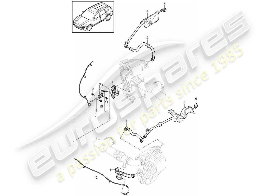Porsche Cayenne E2 (2015) filtre à air avec connexion Diagramme de pièce