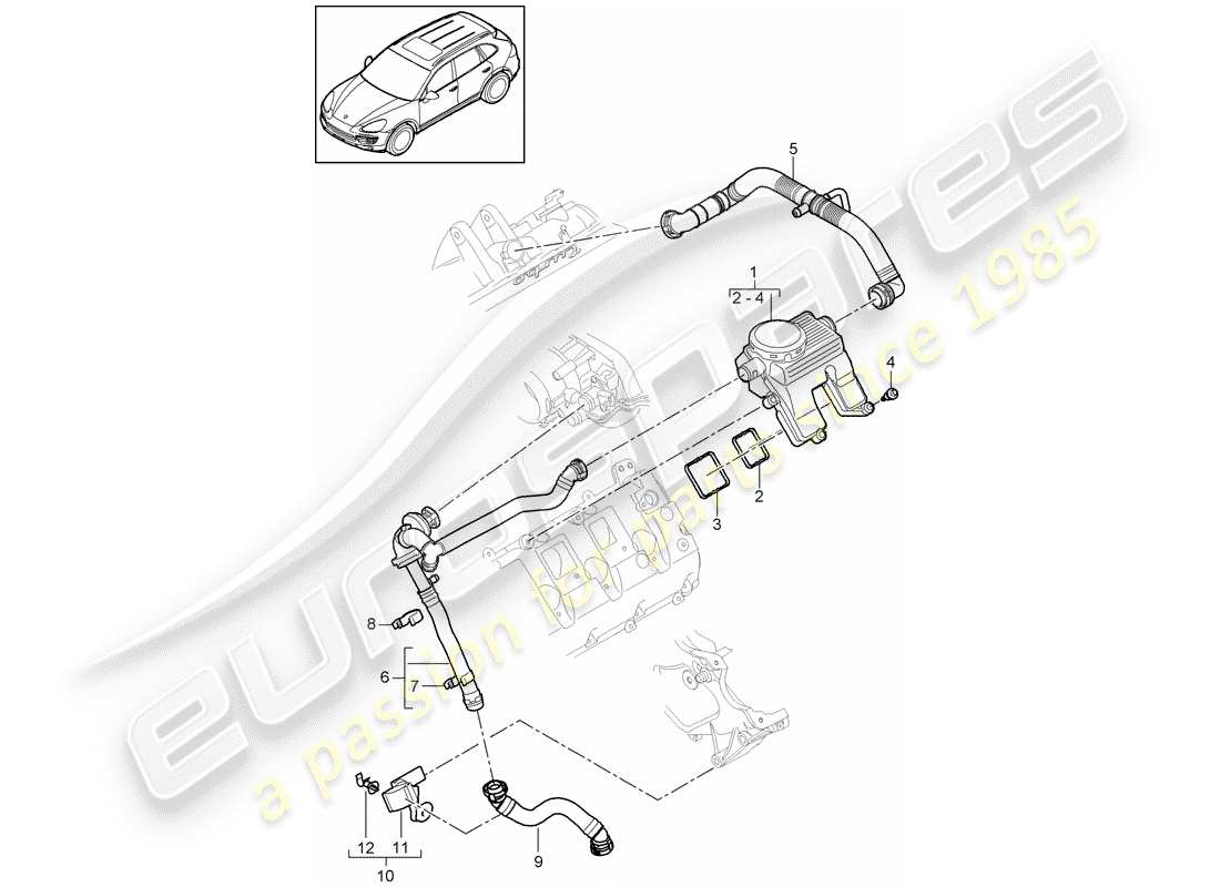 Porsche Cayenne E2 (2015) reniflard de carter Diagramme de pièce