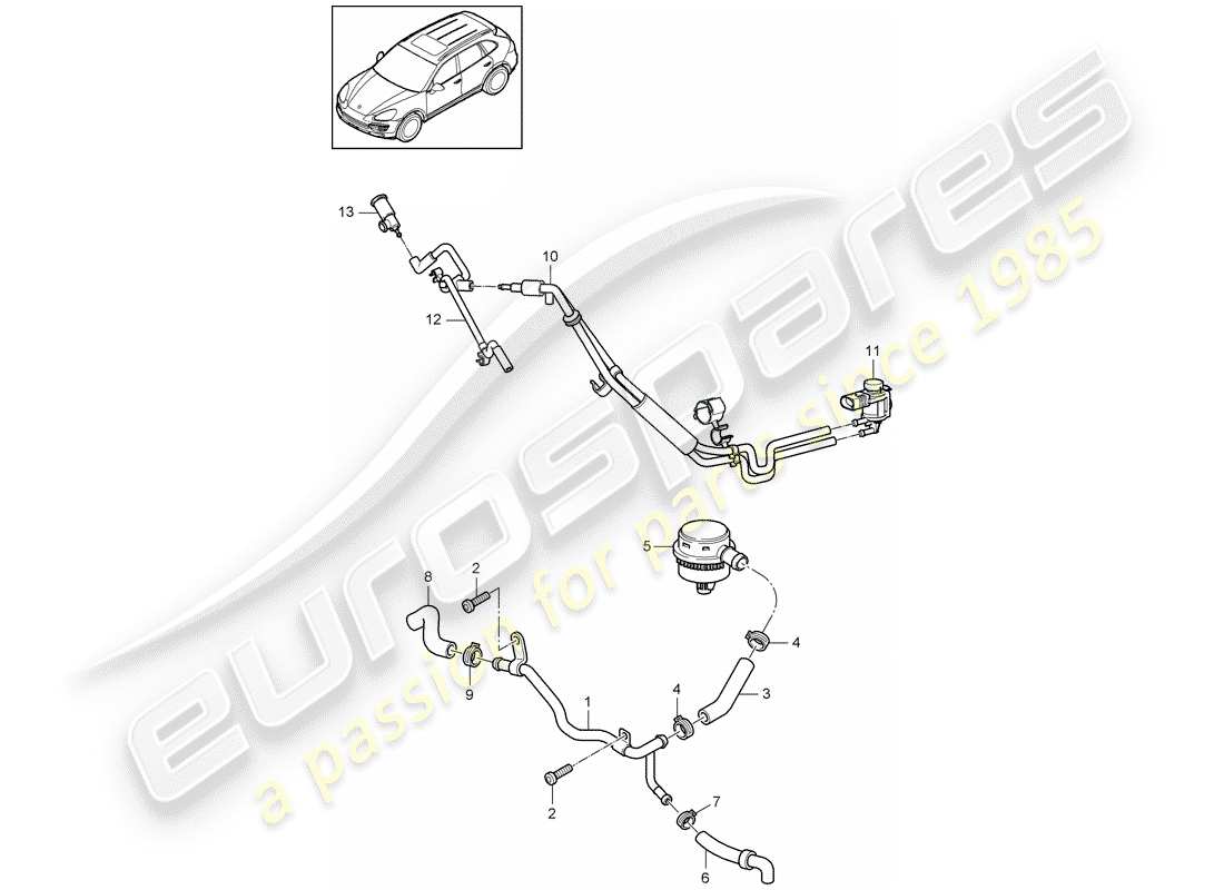 Porsche Cayenne E2 (2015) reniflard de carter Diagramme de pièce