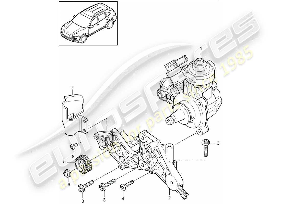 Porsche Cayenne E2 (2015) pompe à haute pression Diagramme de pièce
