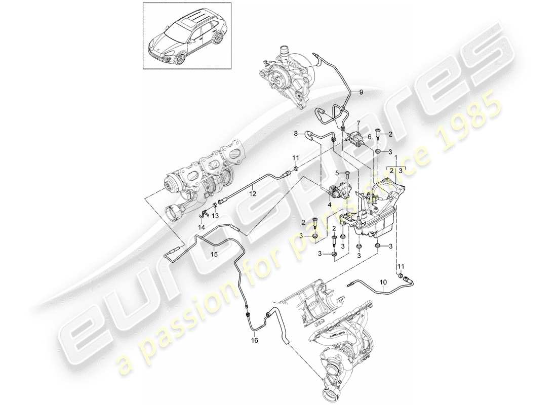 Porsche Cayenne E2 (2015) RÉSERVOIR À VIDE Diagramme de pièce