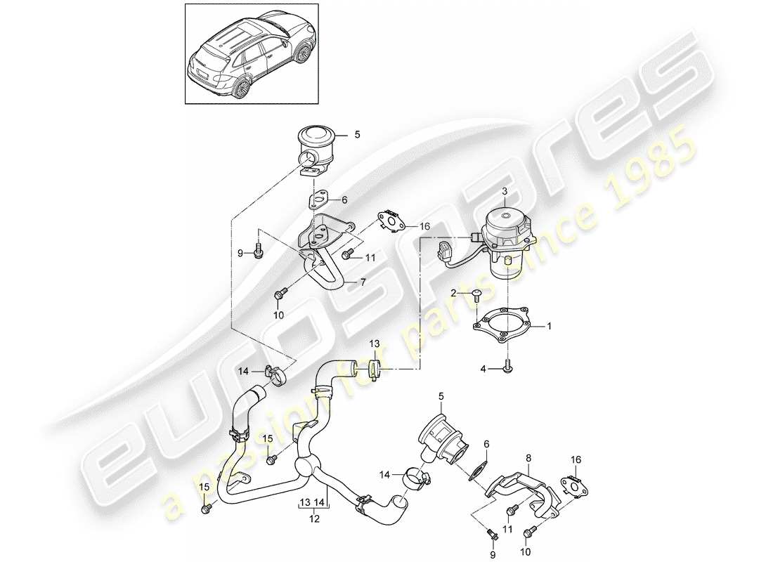 Porsche Cayenne E2 (2015) POMPE À AIR SECONDAIRE Diagramme de pièce