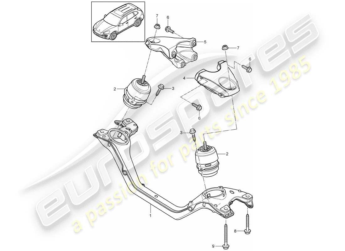 Porsche Cayenne E2 (2015) matériel de levage de moteur Diagramme de pièce