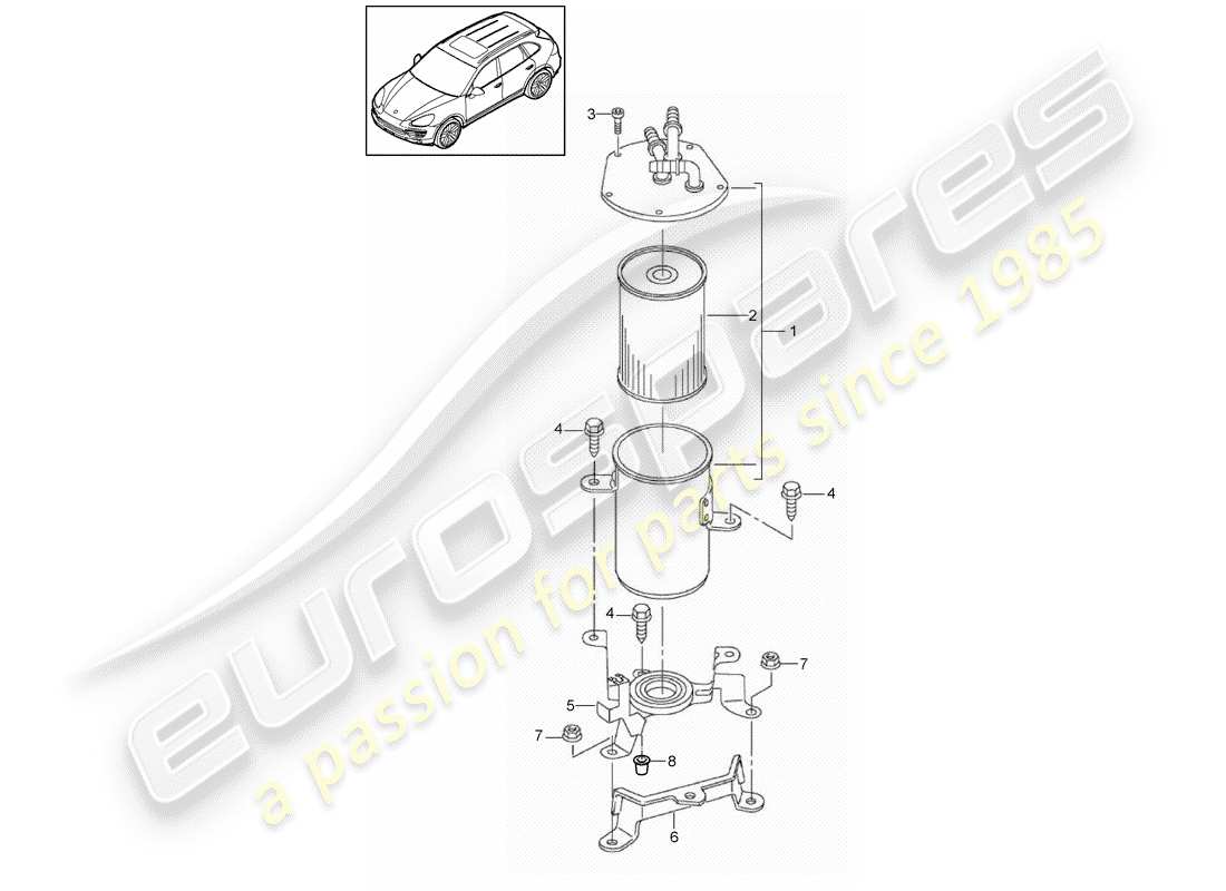 Porsche Cayenne E2 (2015) Système de carburant Diagramme de pièce