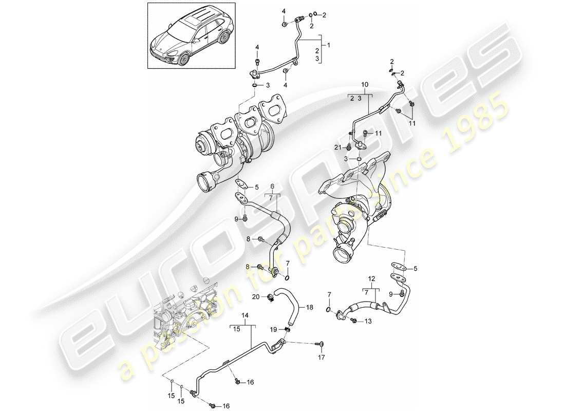 Porsche Cayenne E2 (2015) TUYAU D'HUILE Schéma des pièces