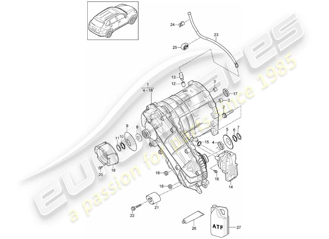 Porsche Cayenne E2 (2015) BOÎTE DE TRANSFERT Diagramme de pièce