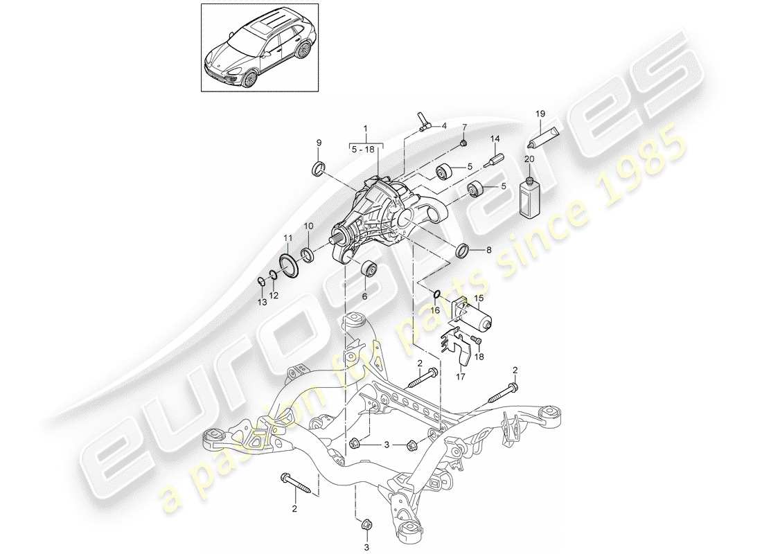 Porsche Cayenne E2 (2015) Trains arrière, Différentiels Diagramme de pièce