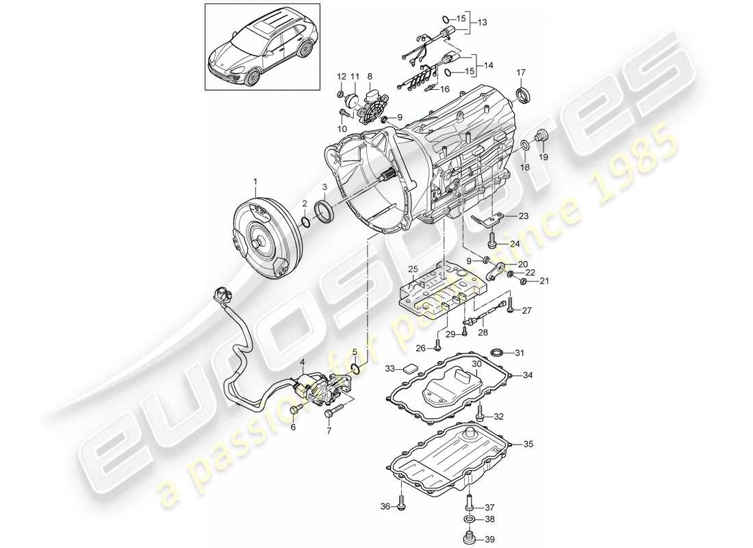 Porsche Cayenne E2 (2015) 8-SPEED boîte de vitesses automatique Diagramme de pièce