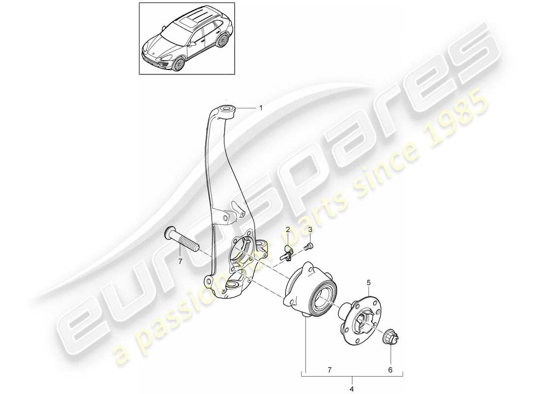 Porsche Cayenne E2 (2015) roulement de pivot Diagramme de pièce