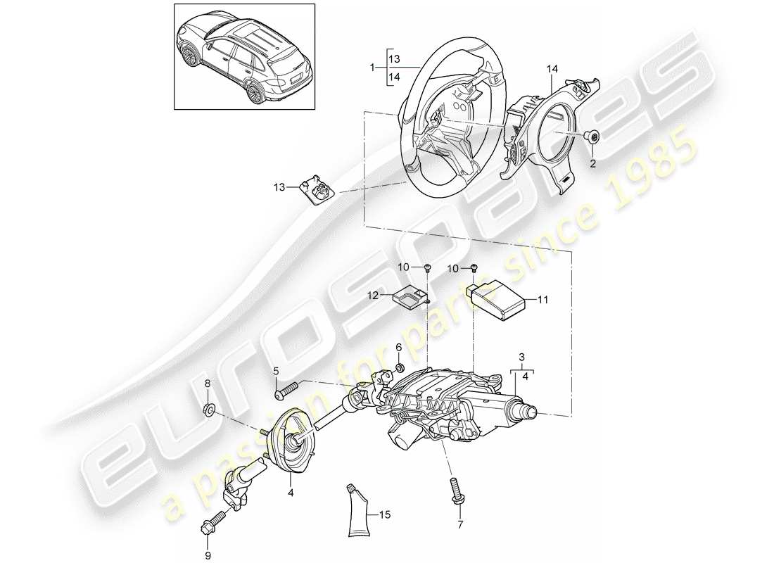 Porsche Cayenne E2 (2015) volants Diagramme de pièce