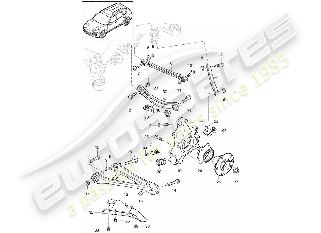 Porsche Cayenne E2 (2015) Essieu arrière Schéma des pièces