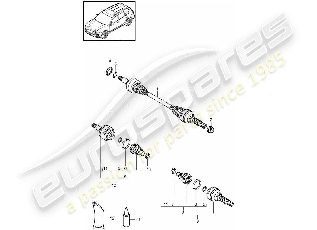 Porsche Cayenne E2 (2015) ARBRE DE TRANSMISSION Diagramme de pièce