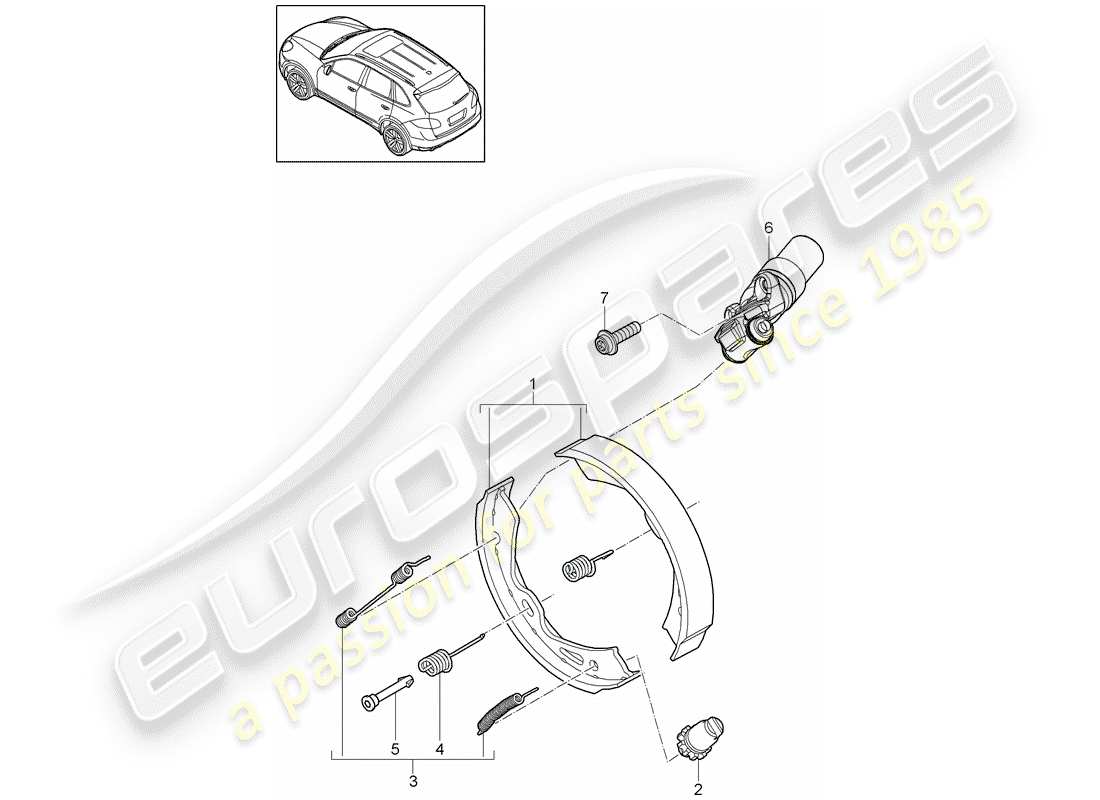 Porsche Cayenne E2 (2015) Frein à main Diagramme de pièce