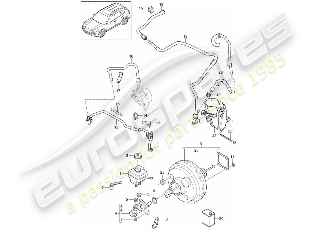 Porsche Cayenne E2 (2015) maître cylindre de frein Diagramme de pièce