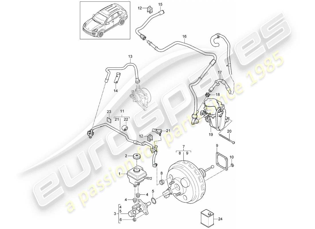 Porsche Cayenne E2 (2015) maître cylindre de frein Diagramme de pièce