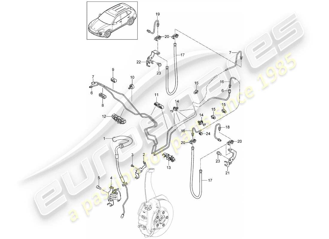 Porsche Cayenne E2 (2015) CONDUITE DE FREIN Schéma des pièces