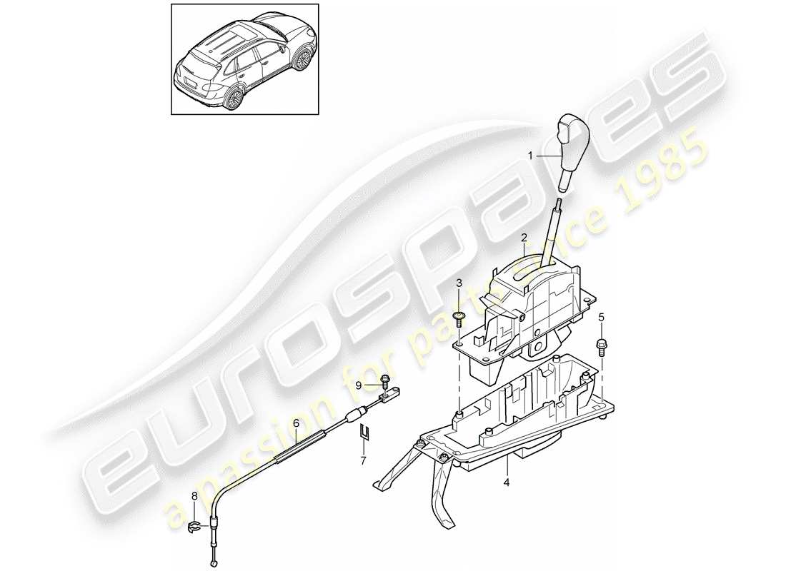 Porsche Cayenne E2 (2015) levier sélecteur Diagramme de pièce