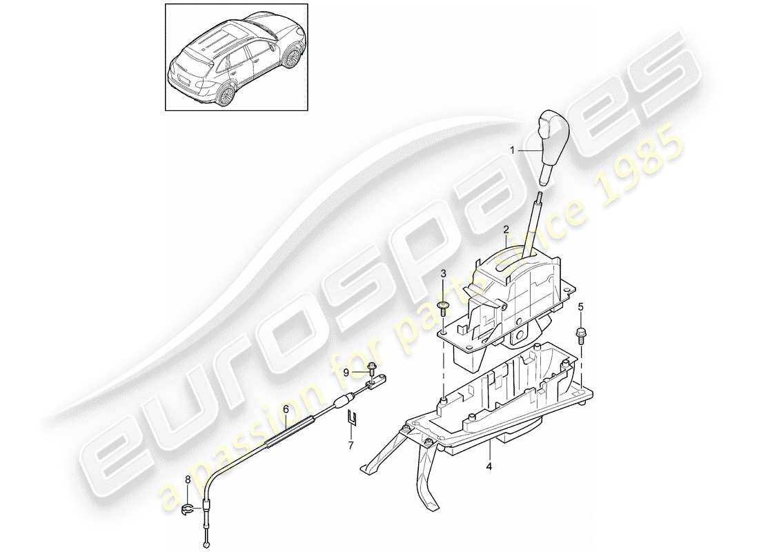 Porsche Cayenne E2 (2015) levier sélecteur Diagramme de pièce