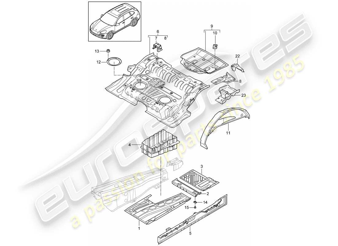 Porsche Cayenne E2 (2015) PLAQUES DE SOL Diagramme de pièce