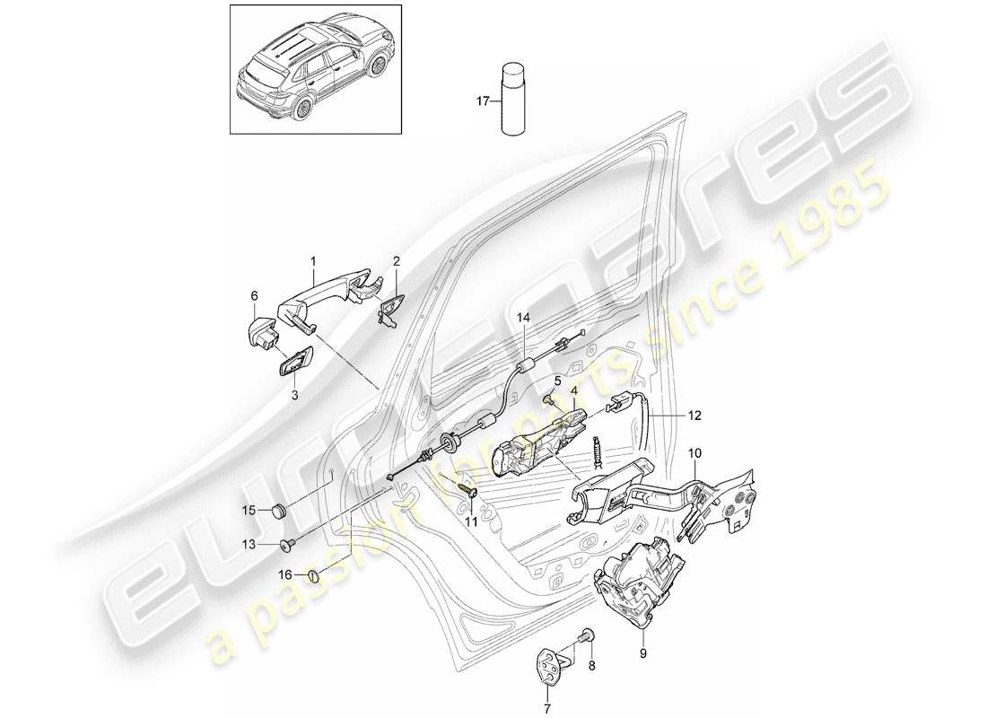 Porsche Cayenne E2 (2015) poignée de porte Diagramme de pièce