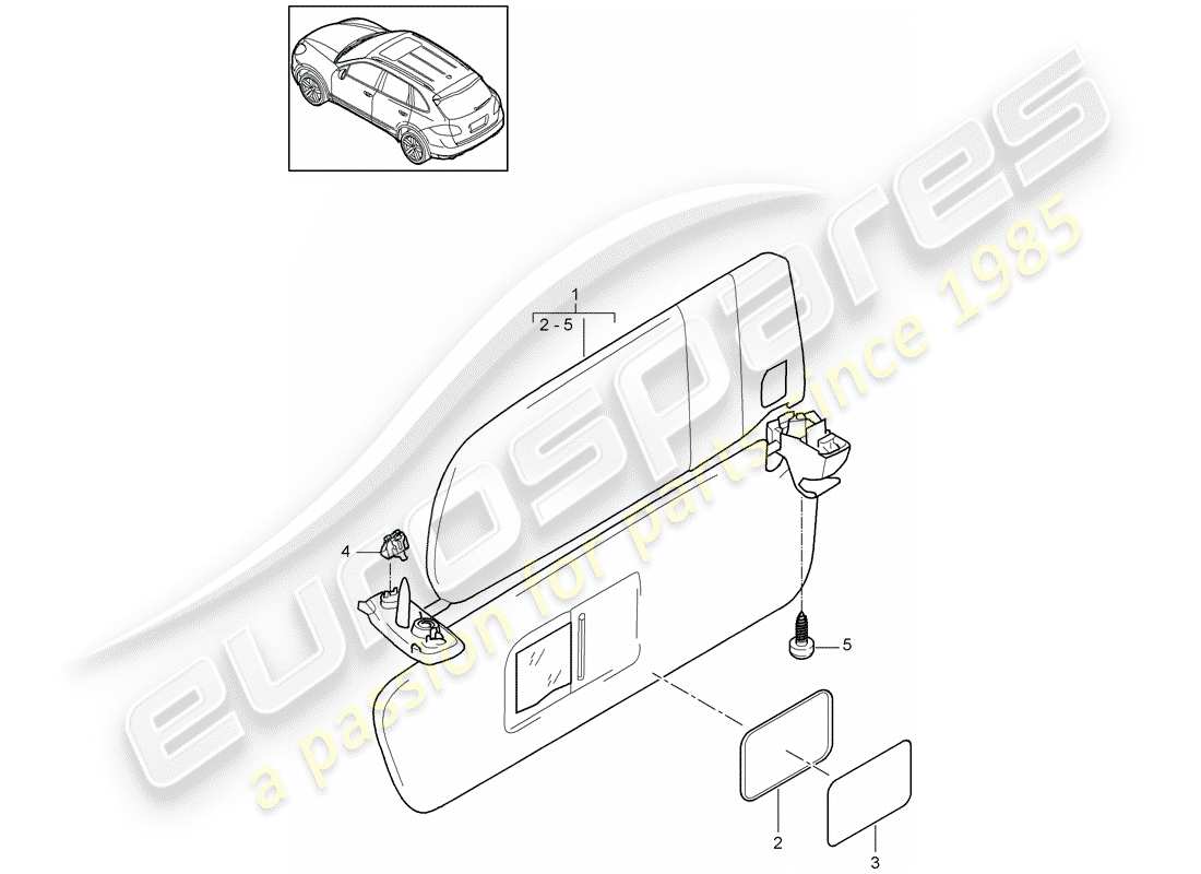 Porsche Cayenne E2 (2015) PARE-SOLEIL Schéma des pièces