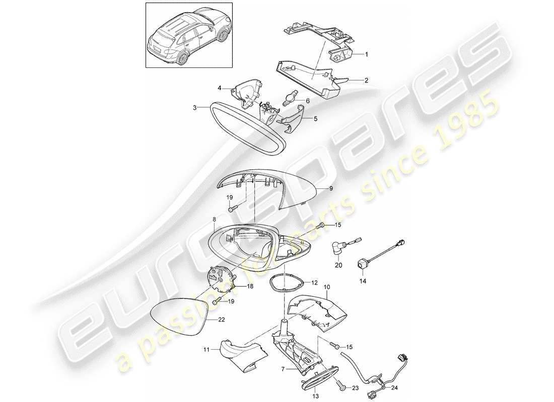 Porsche Cayenne E2 (2015) rétroviseur intérieur Diagramme de pièce