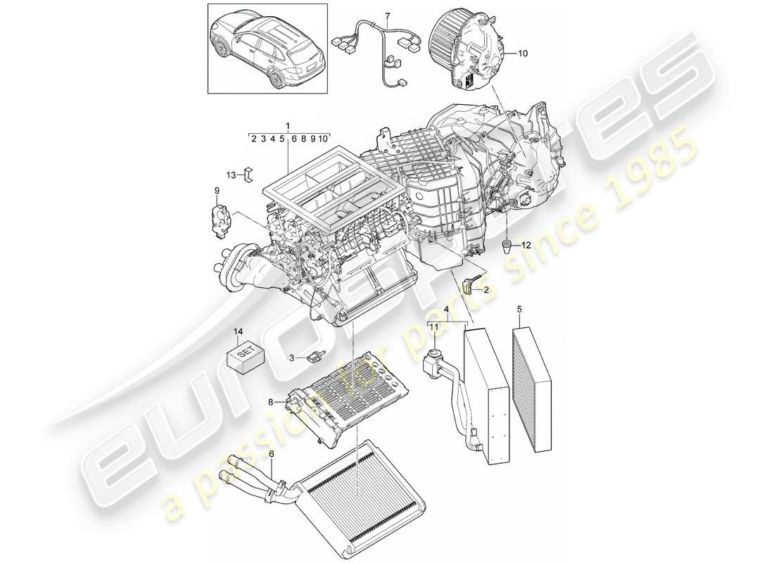 Porsche Cayenne E2 (2015) CLIMATISEUR Diagramme de pièce